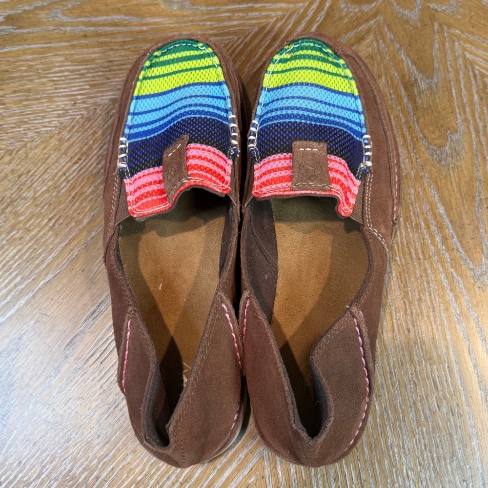 Ariat Cruiser Loafer Slip On Rainbow Stripe Suede Brown Multicolor Size 8.5 - Picture 6 of 10